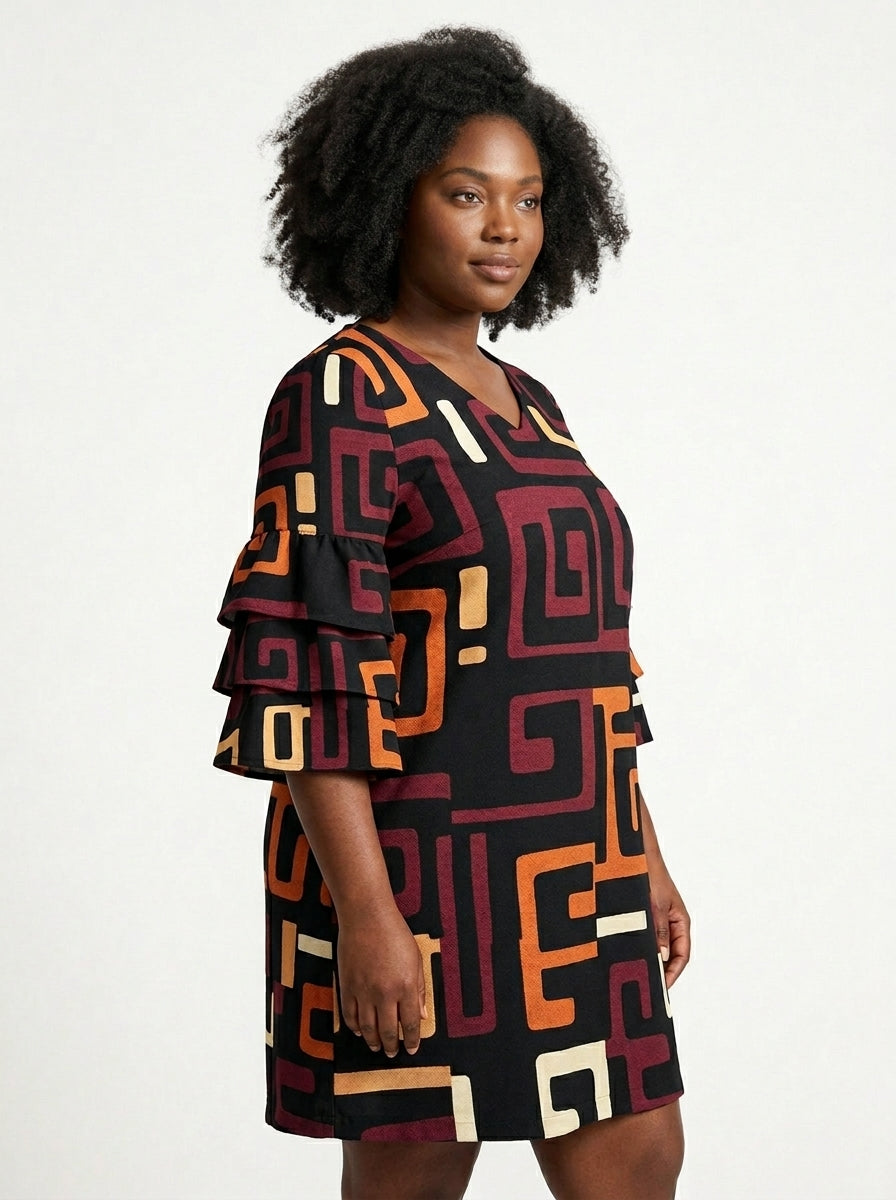 "Njeri" Stacked Ruffle Sleeve Dress