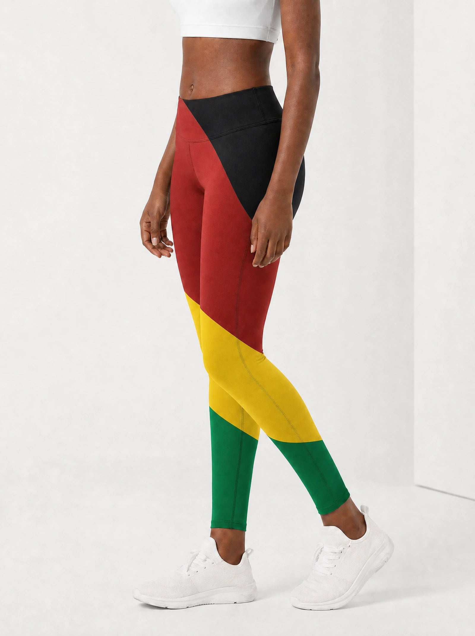 Black History Leggings — side view on model