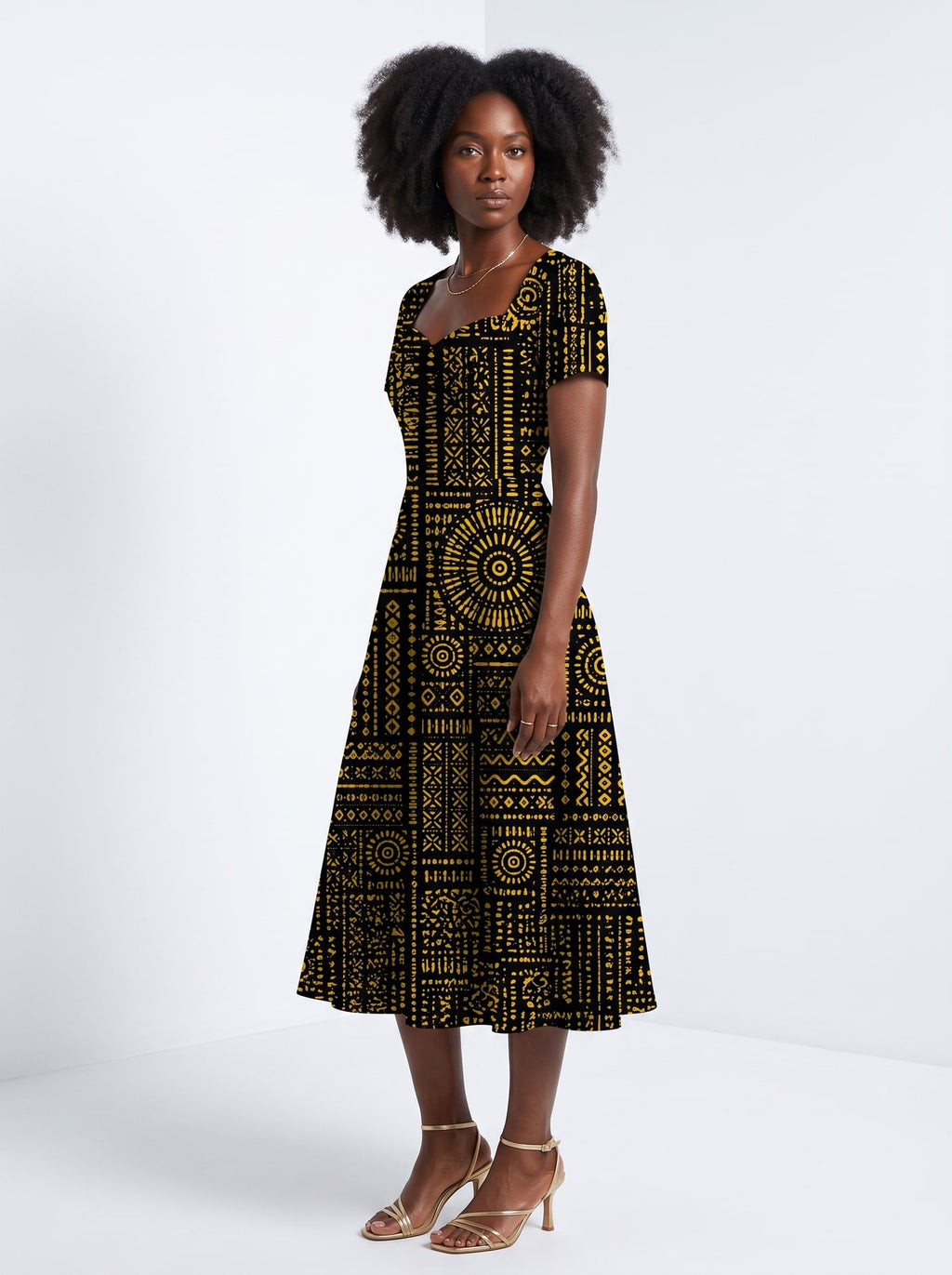 "Lamu" Sweetheart Midi Dress