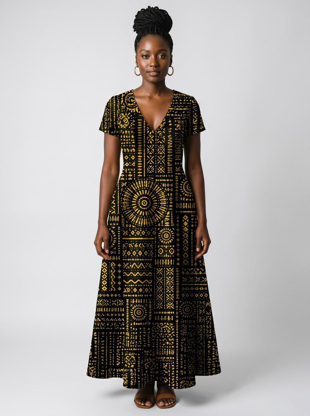 "Lamu" Short Sleeve Maxi Dress