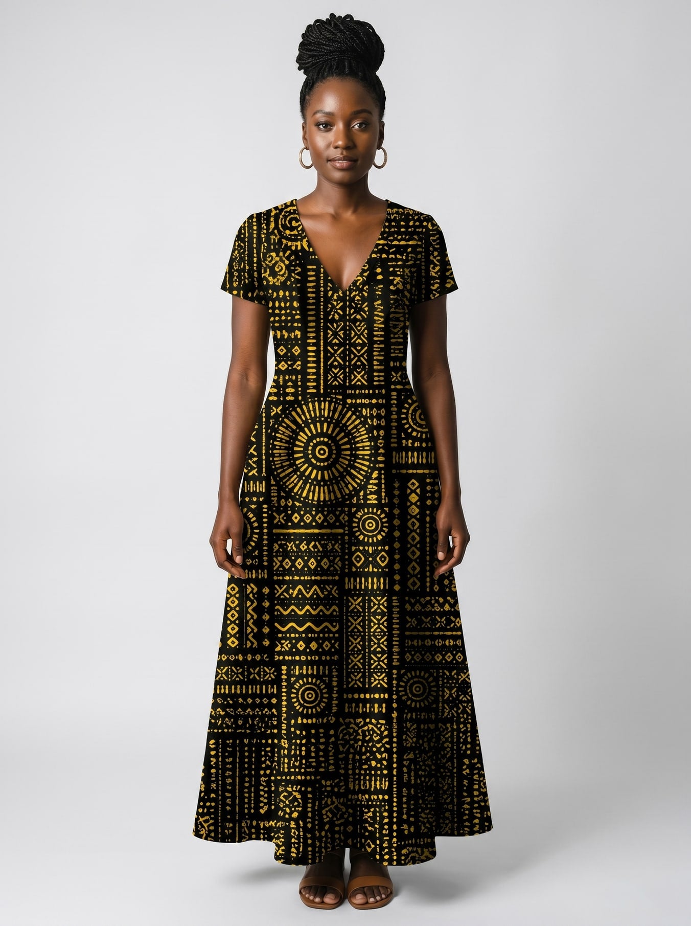 "Lamu" Short Sleeve Maxi Dress