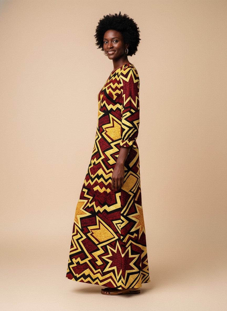 Burgundy Sheba Long Sleeve Maxi Dress
