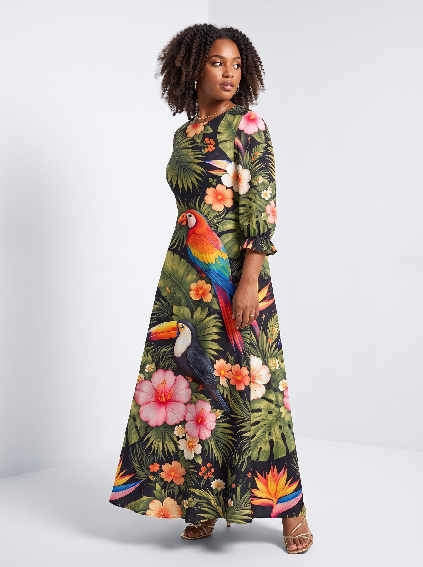 "Kasuku" Long Sleeve Maxi Dress