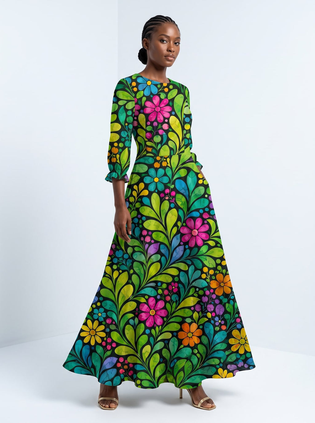 "Zumaridi" Long Sleeve Maxi Dress