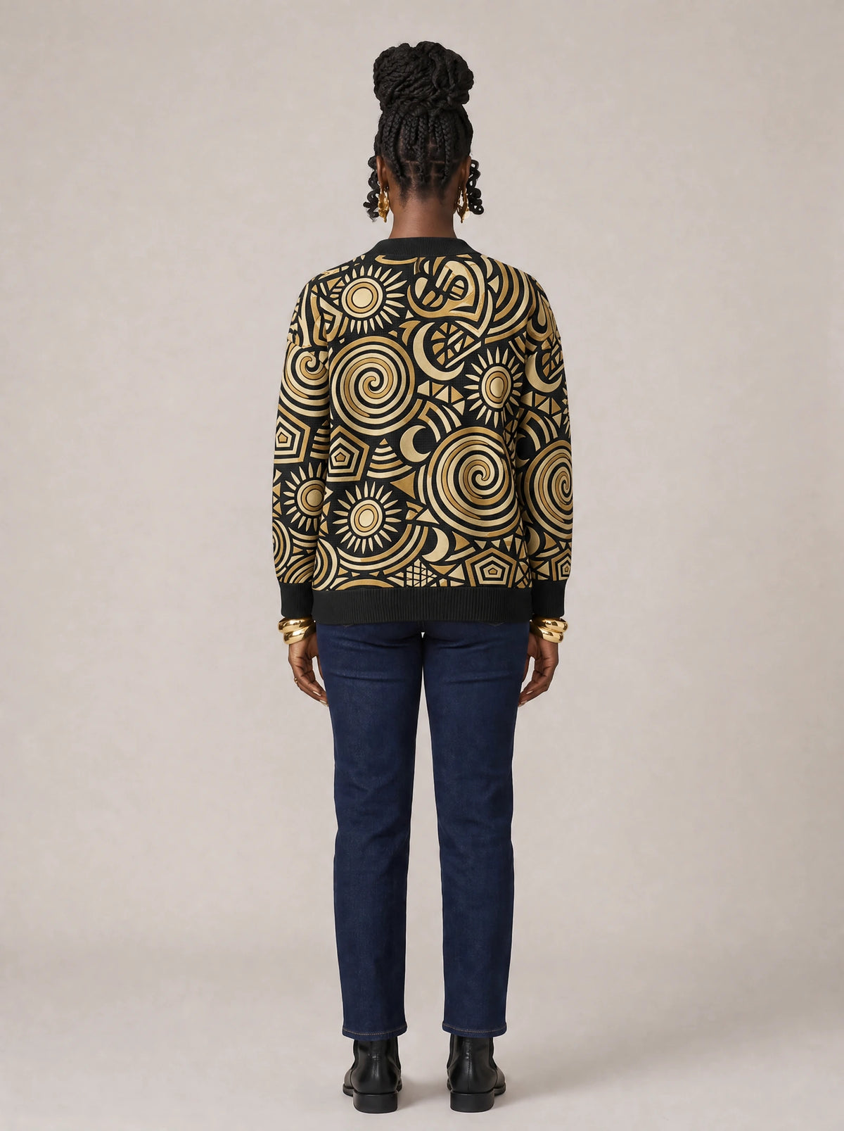 "Sahara" Cardigan — back view on model