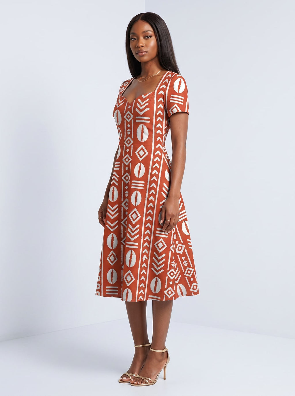 "Oshun Kijani" Sweetheart Midi Dress