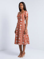 "Oshun Kijani" Sweetheart Midi Dress