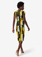 "Mvua" Cap Sleeve Midi Dress — back view on model