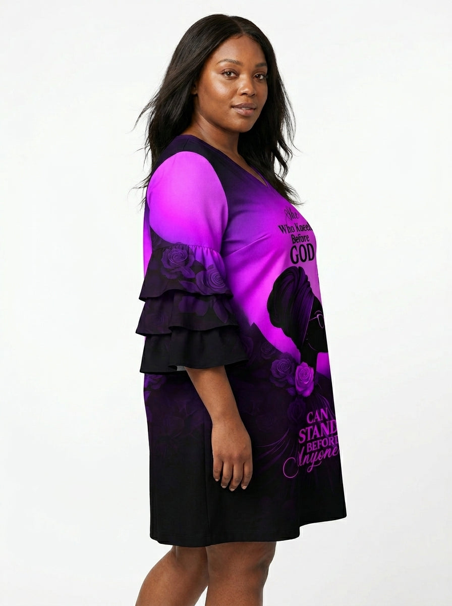 "Selah" Purple Stacked Ruffle Sleeve Dress