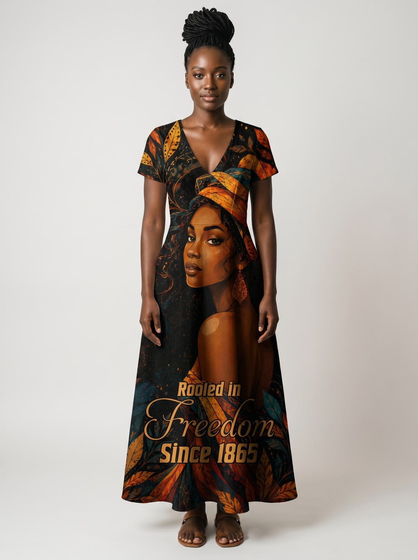 "Huru" Short Sleeve Maxi Dress
