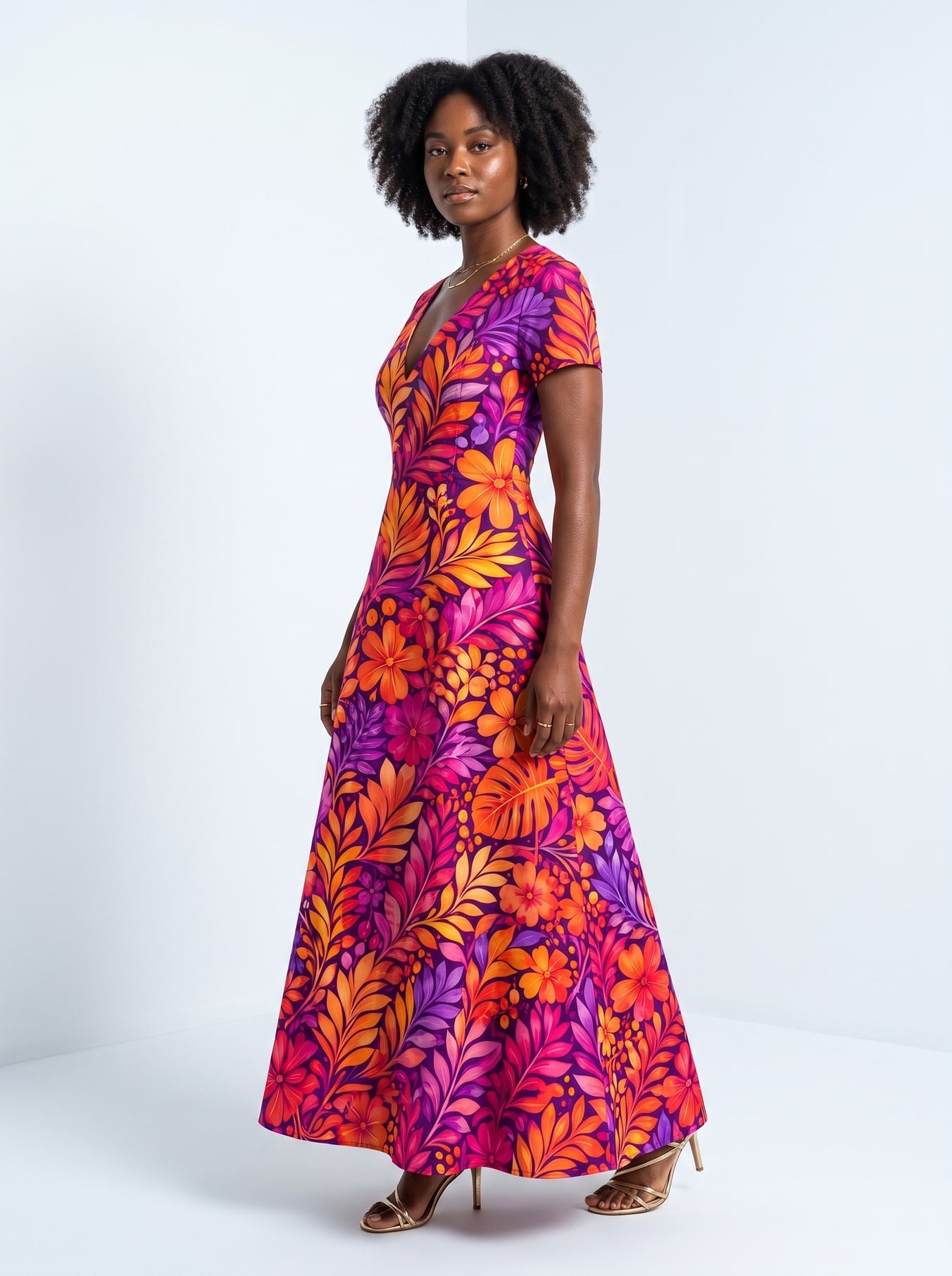 "Waridi" Short Sleeve Maxi Dress