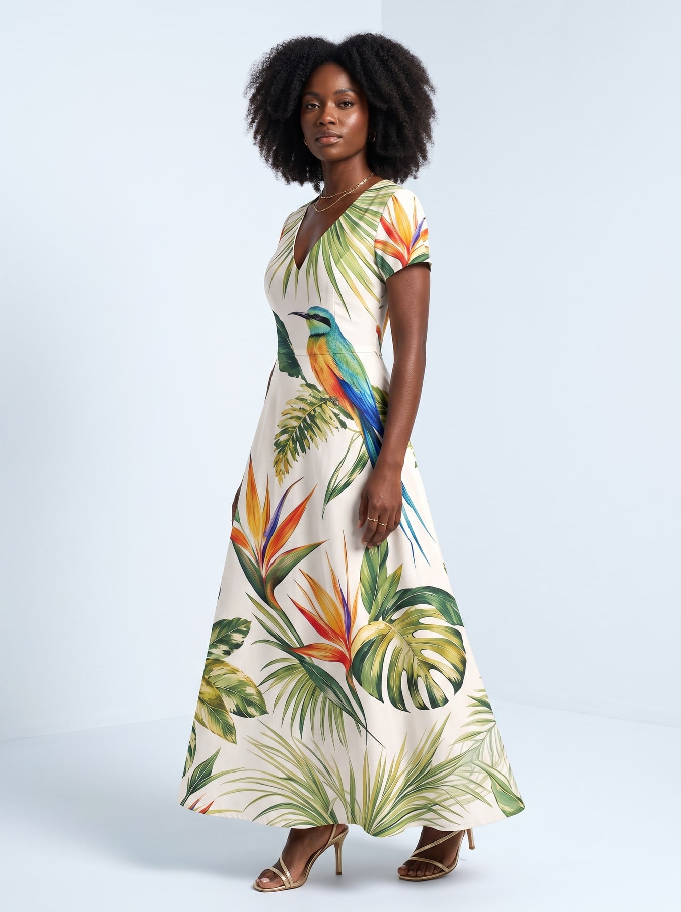 "Ndege" Short Sleeve Maxi Dress