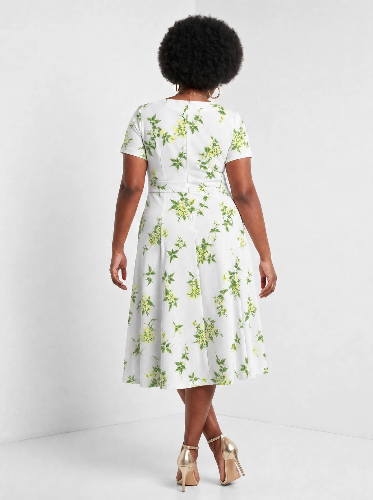"Yasmini" Sweetheart Midi Dress — back view on model