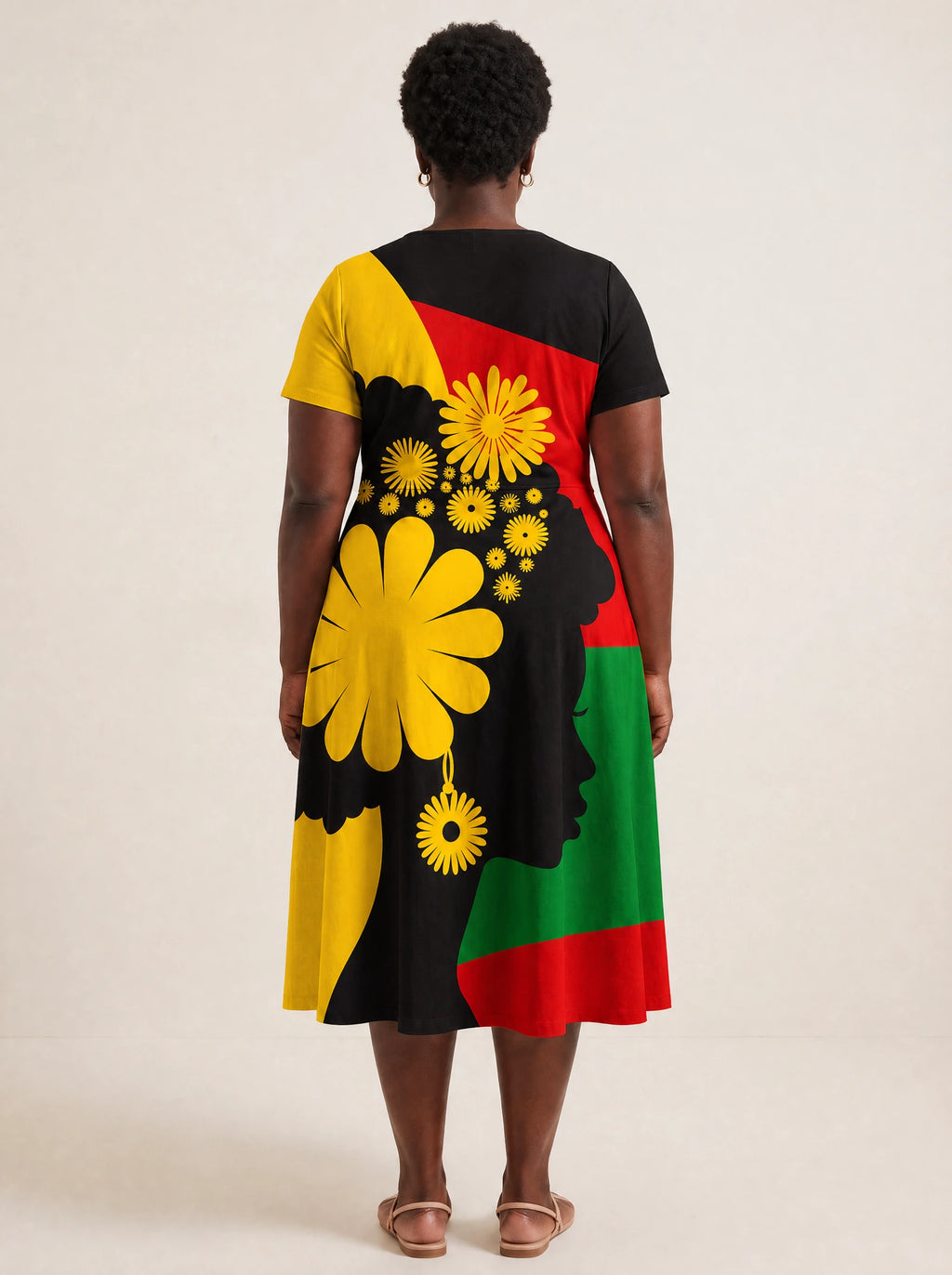 "Furaha" V Neck Midi Dress