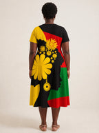 "Furaha" V Neck Midi Dress