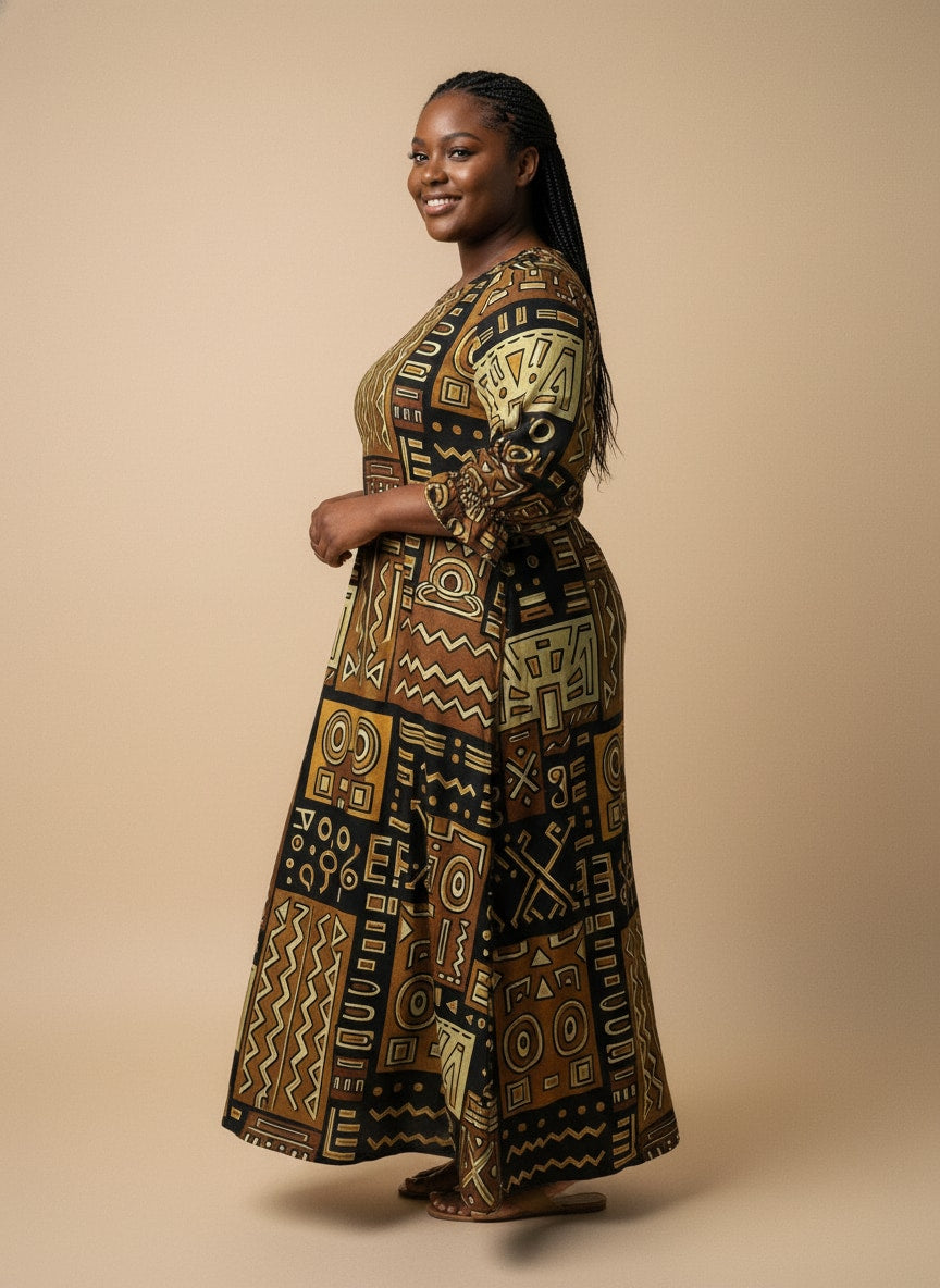 Sankofa Long Sleeve Maxi Dress