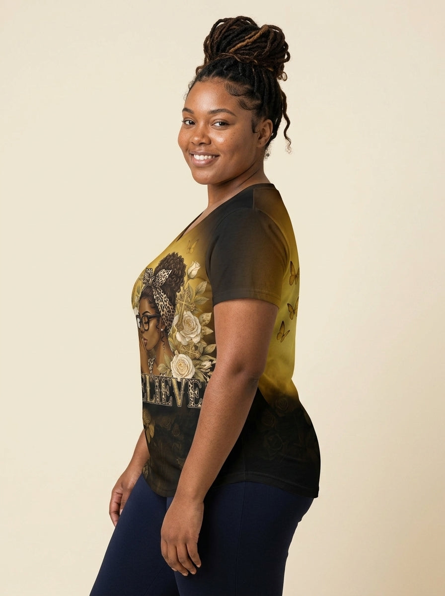 "Imani" V-Neck T-Shirt