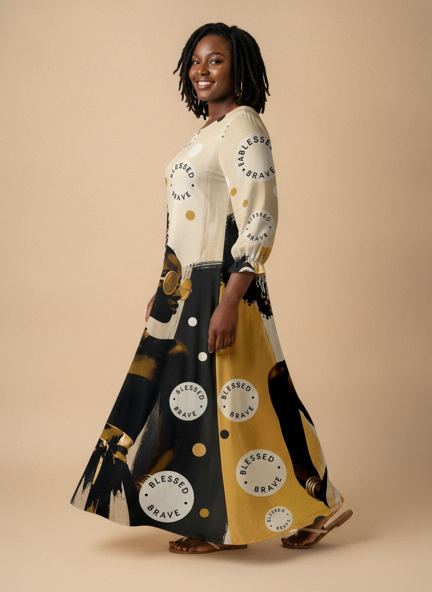 "Jasiri" Long Sleeve Maxi Dress
