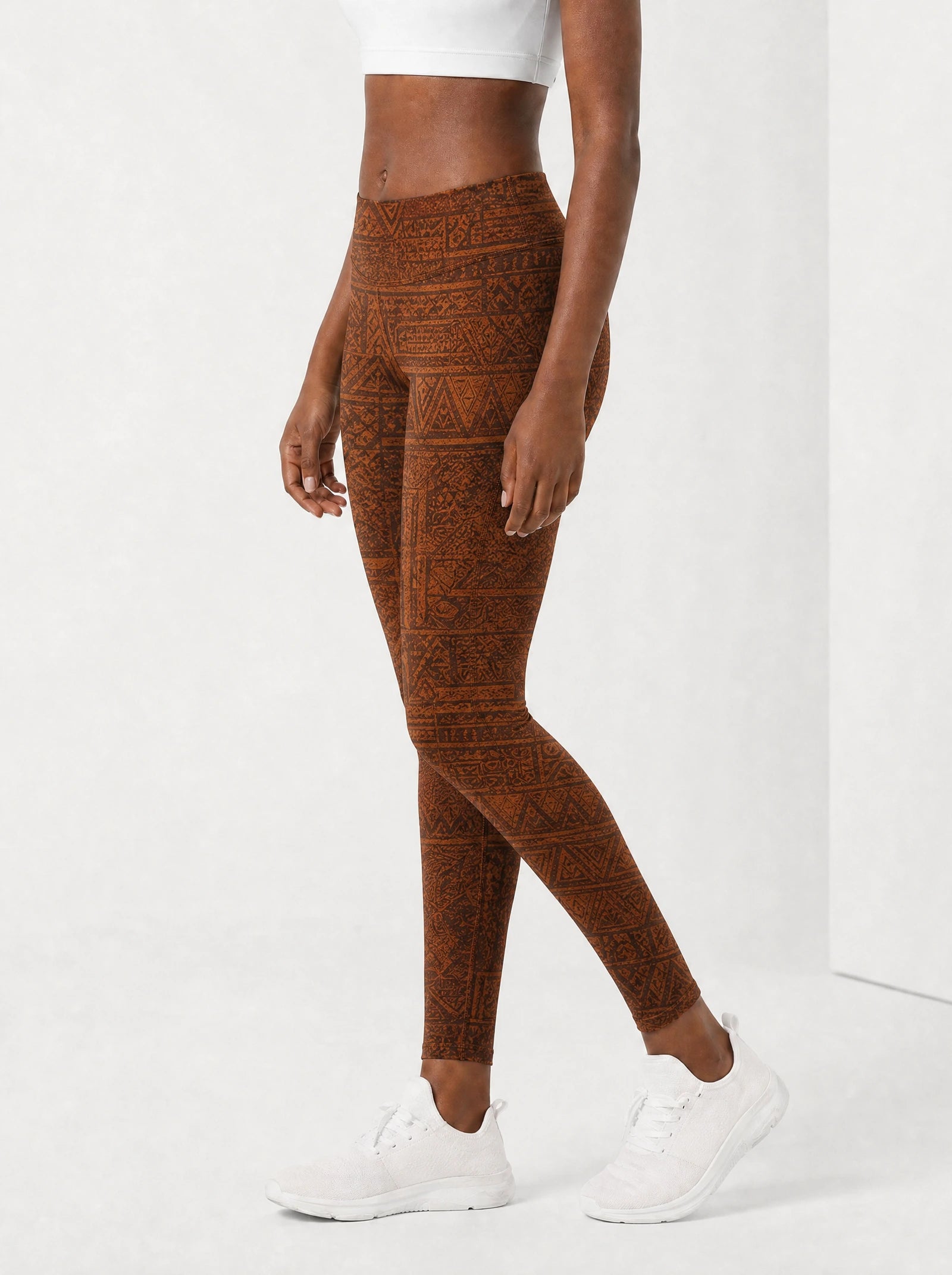 Black Girl Magic Leggings — side view on model
