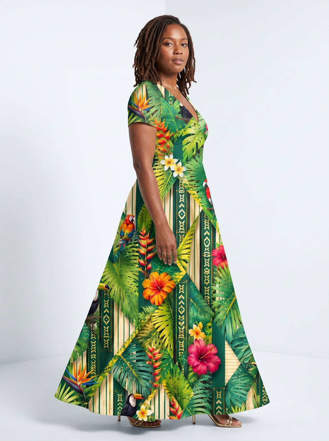 "Msitu" Short Sleeve Maxi Dress