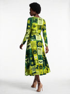 "Karamu" Halloween Long Sleeve Midaxi Dress — back view on model