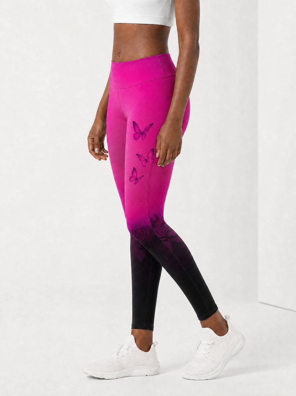 Selah Pink Leggings — side view on model