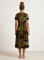 "Sankofa" V Neck Midi Dress