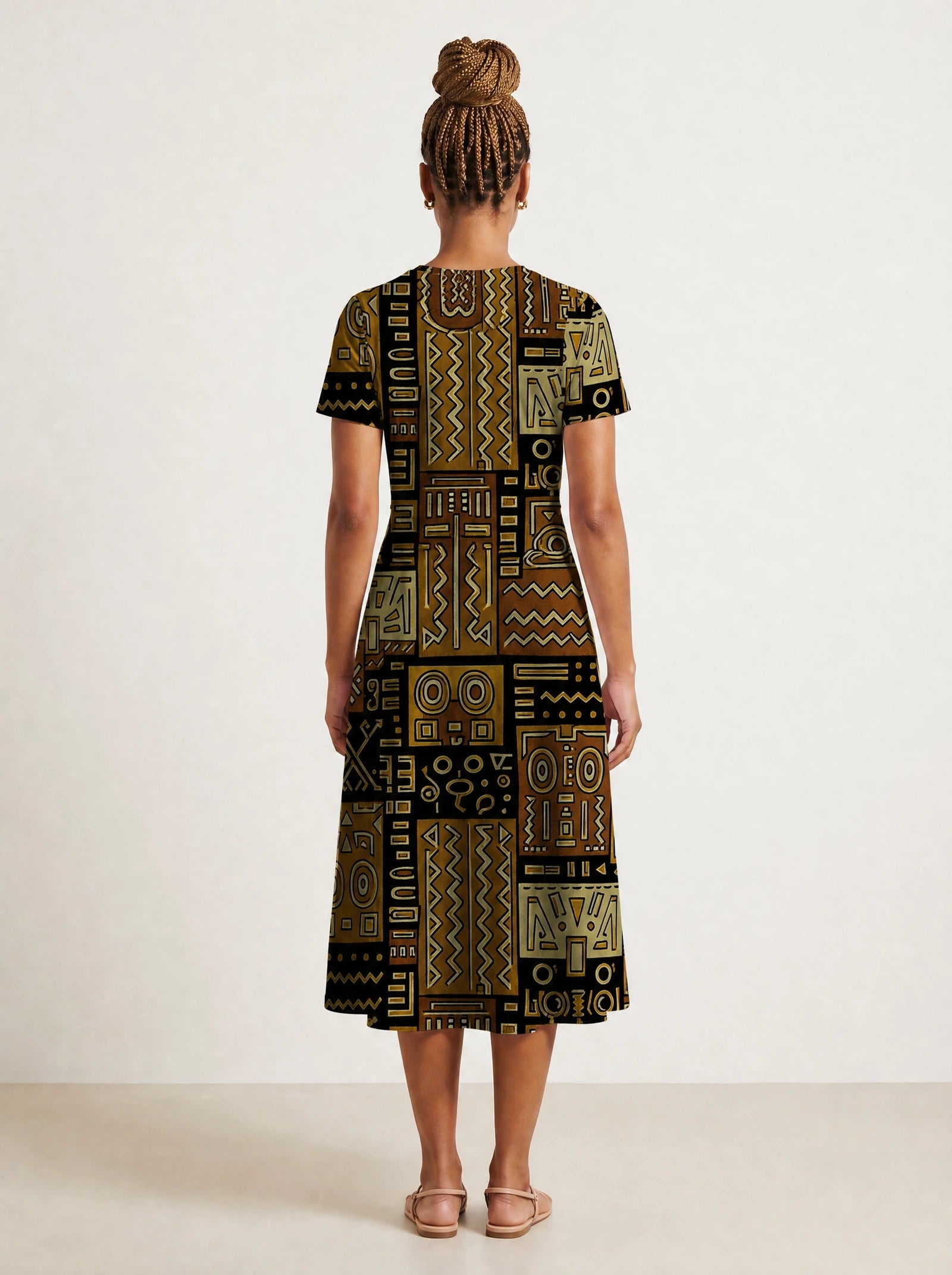 "Sankofa" V Neck Midi Dress