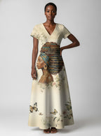 Gorgeous Black Queen Short Sleeve Maxi Dress Promo