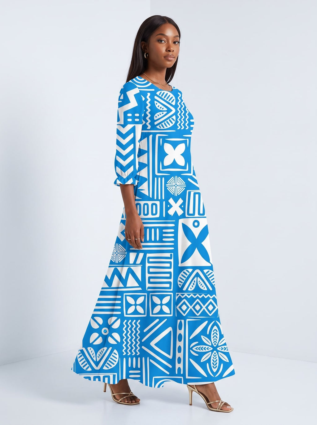 "Anga" Long Sleeve Maxi Dress