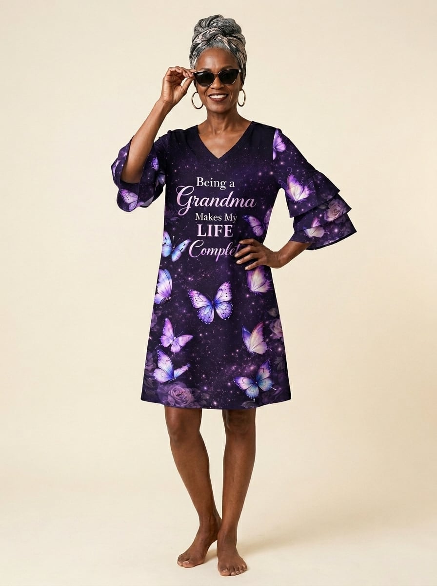 "Nyamekye" Stacked Ruffle Sleeve Dress