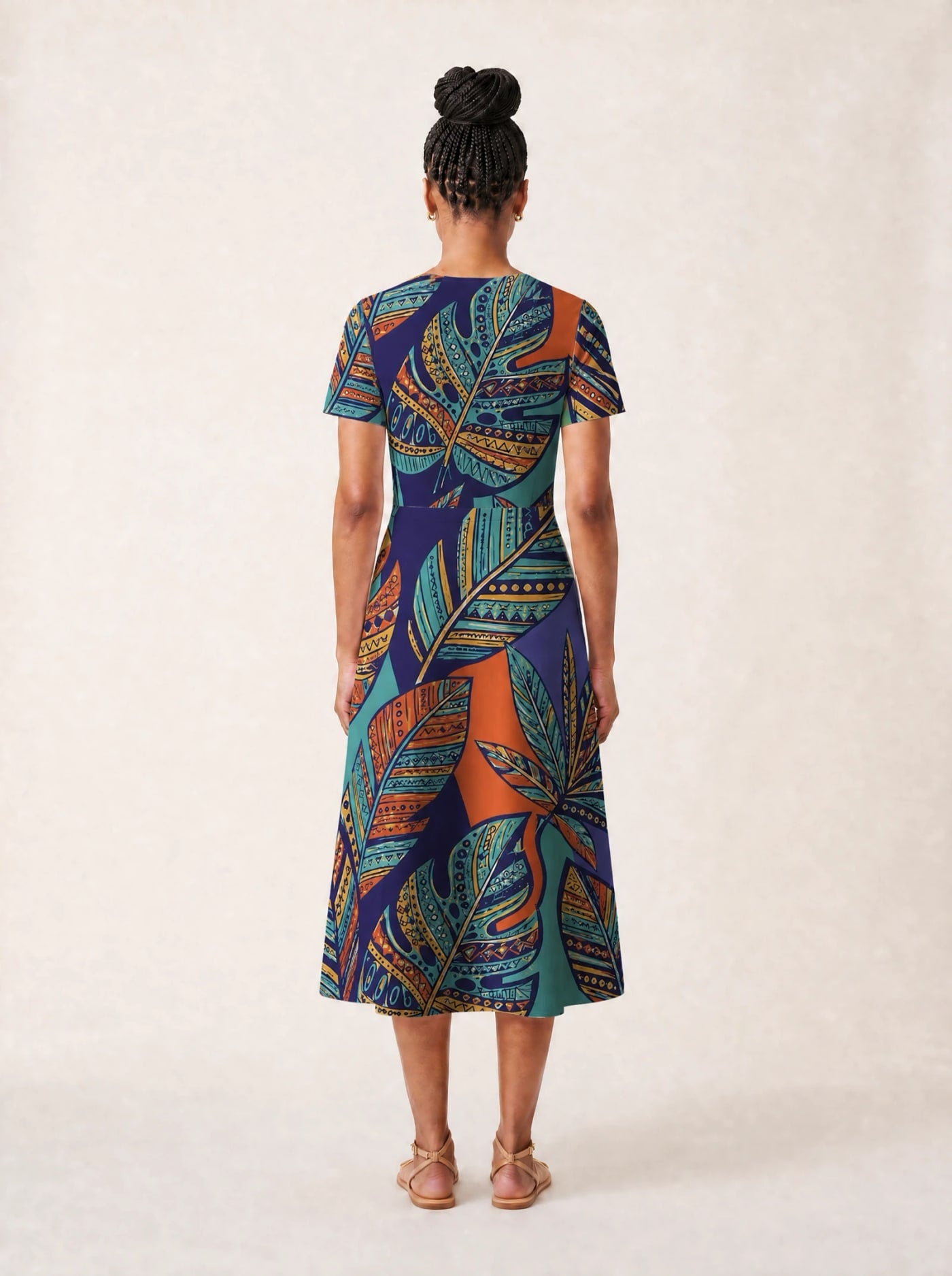 "Majani" V Neck Midi Dress Promo