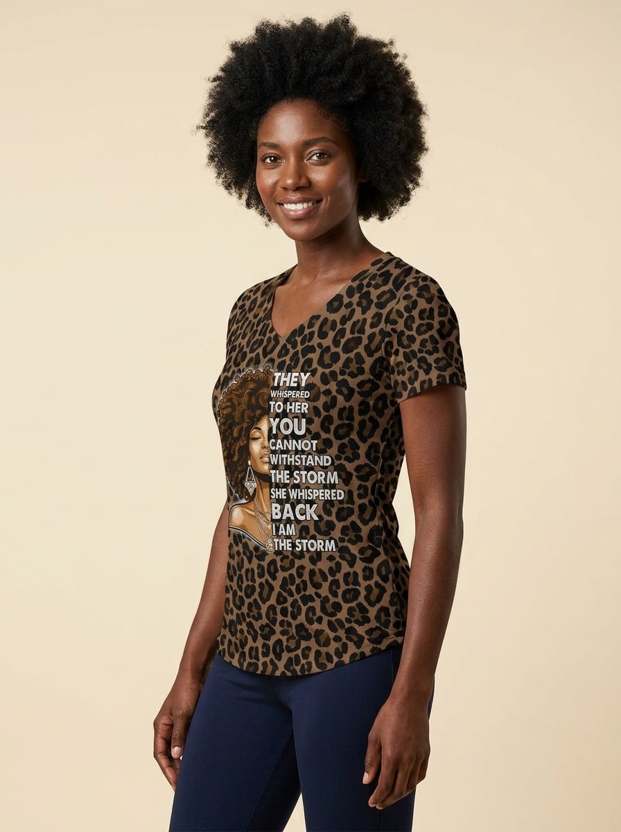 Unstoppable Brown Leopard V-Neck T-Shirt