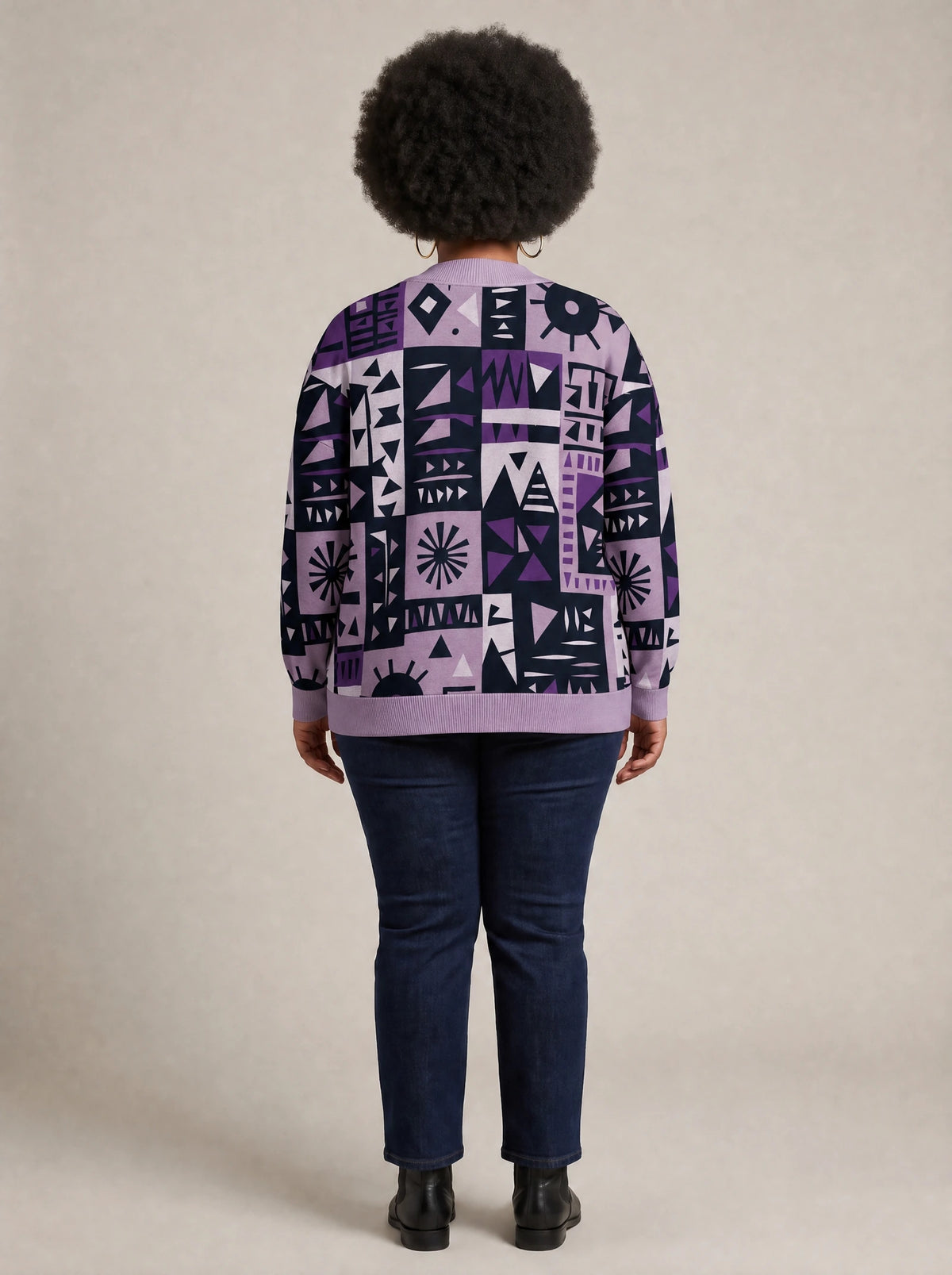 "Lavenda" Cardigan — back view on model