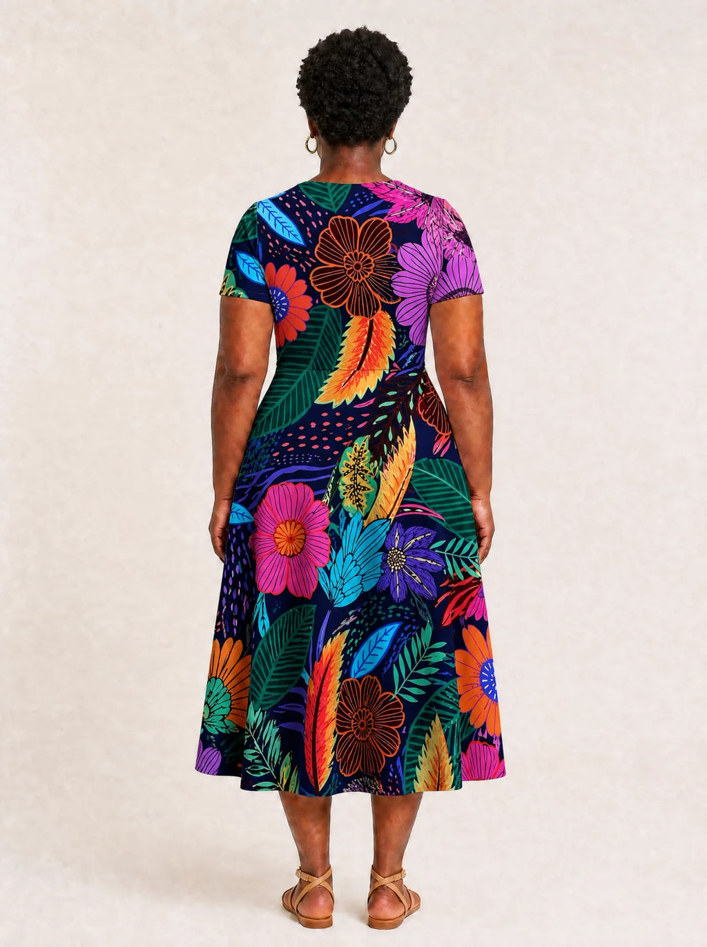 "Bustani" V Neck Midi Dress Promo