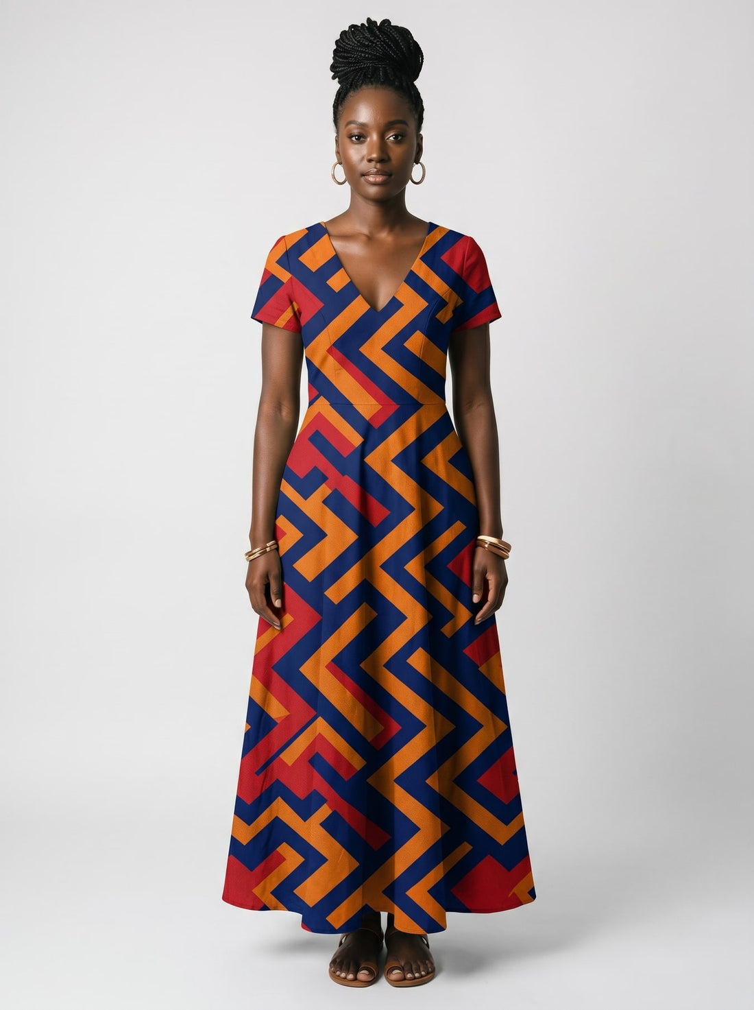 "Nzinga" Short Sleeve Maxi Dress