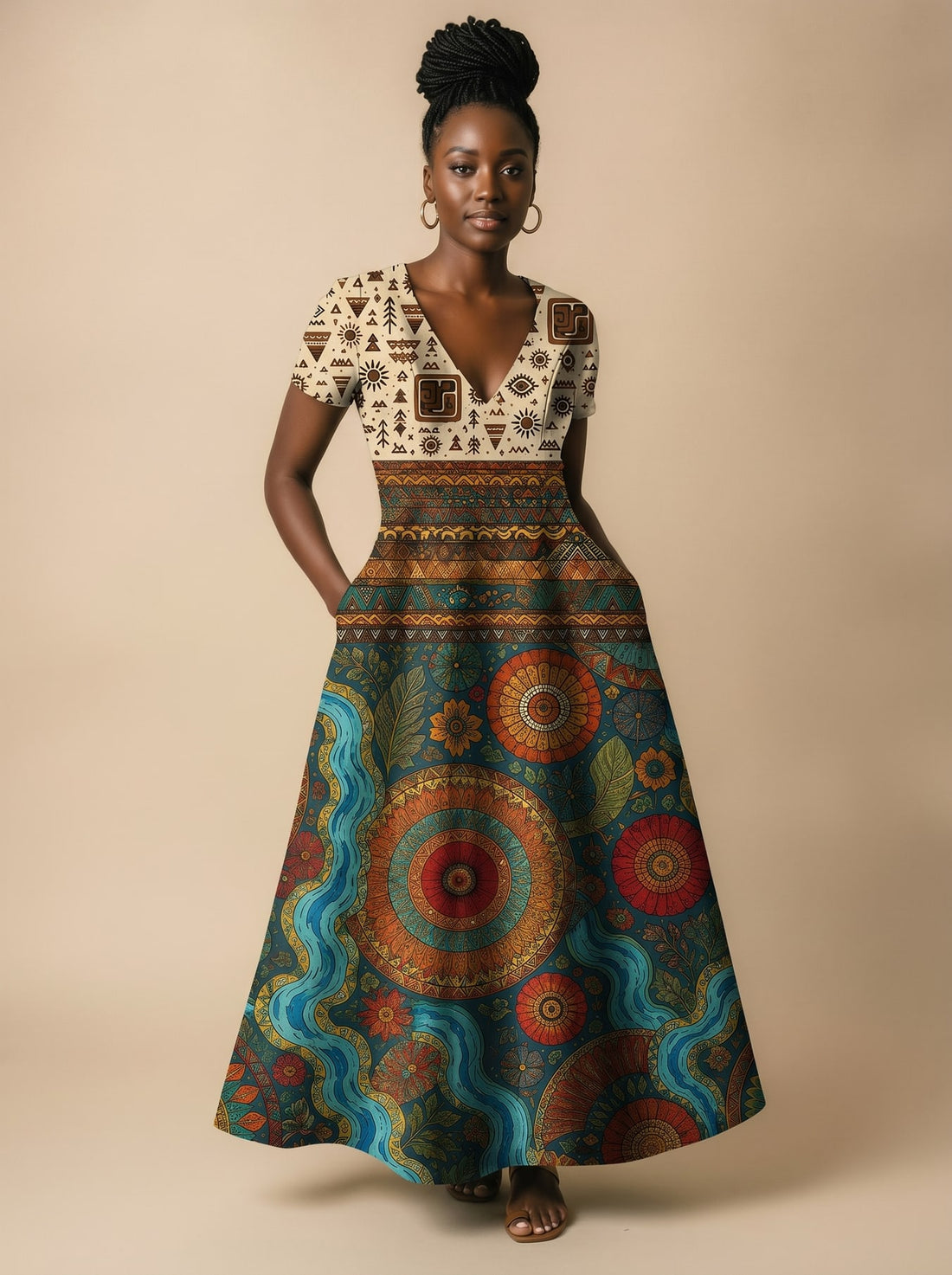 "Mto" Short Sleeve Maxi Dress