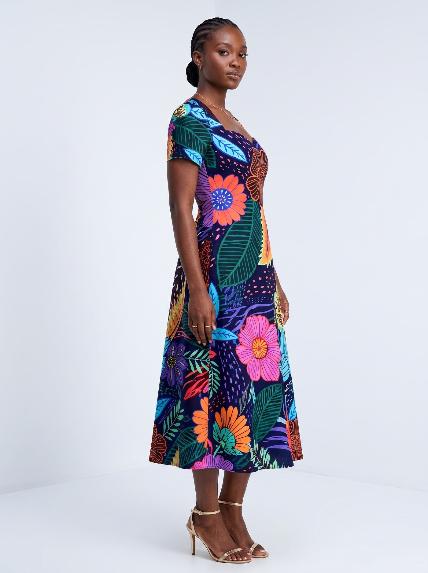 "Bustani" Sweetheart Midi Dress