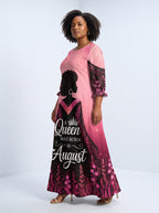 "August Queen Pink" Long Sleeve Maxi Dress