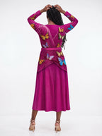 "Kipepeo" Long Sleeve Midaxi Dress — back view on model
