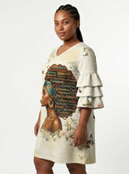 Gorgeous Black Queen Stacked Ruffle Sleeve Dress
