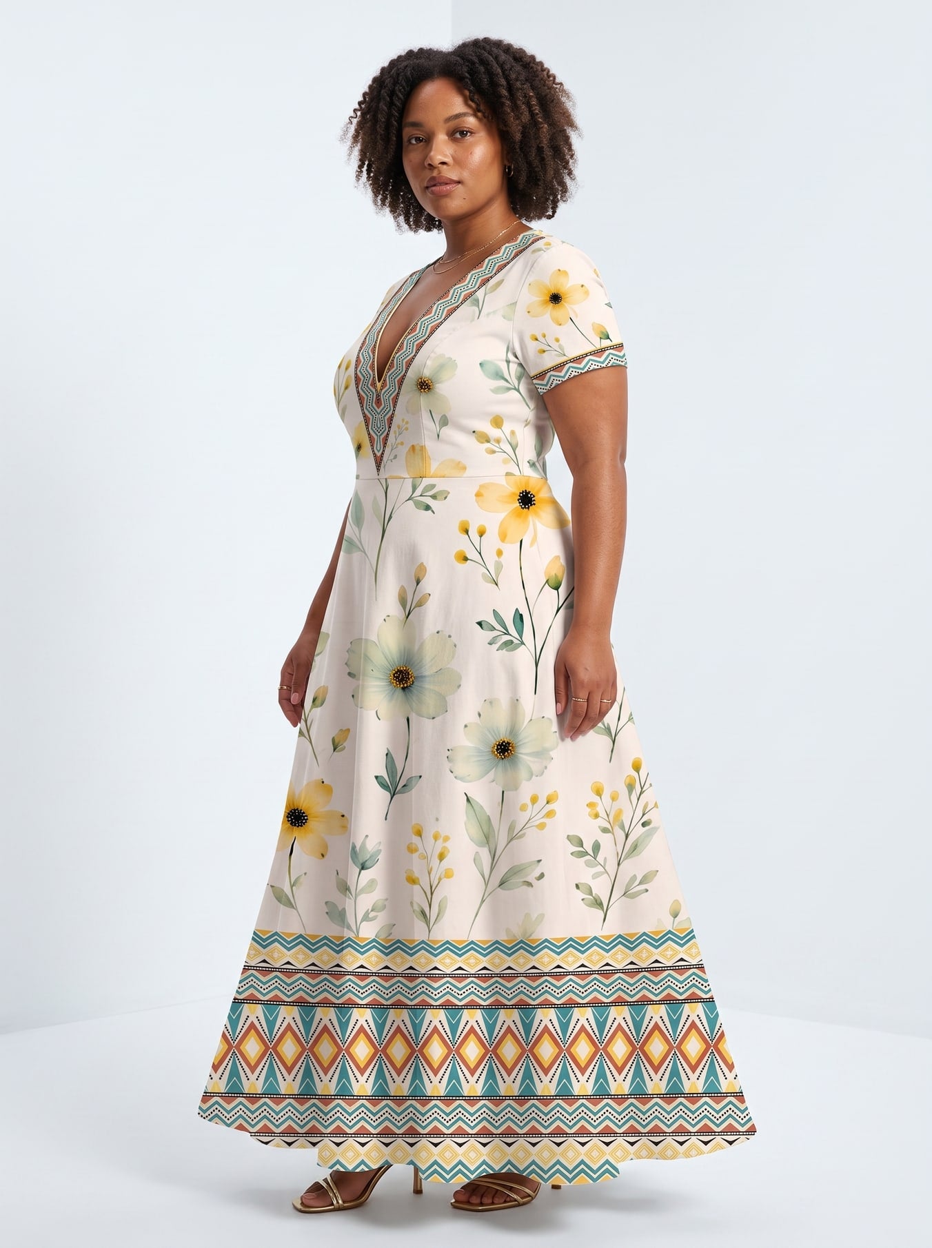"Alizeti" Short Sleeve Maxi Dress