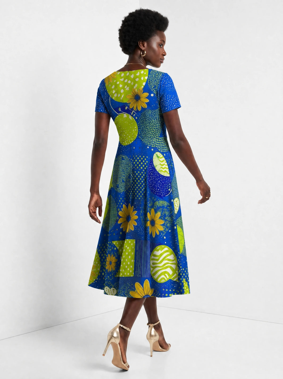 "Mchezo" Sweetheart Midi Dress — back view on model