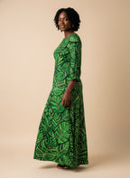 "Asili" Emerald Long Sleeve Maxi Dress