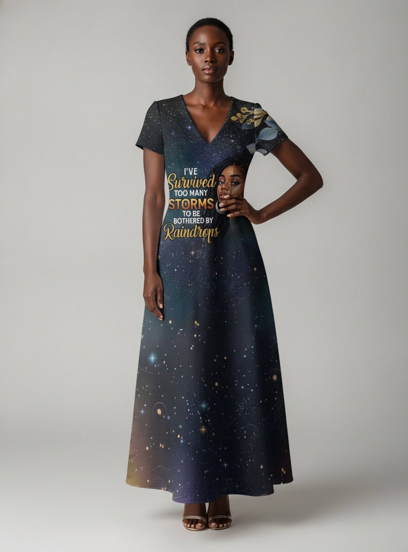 "Nyota" Short Sleeve Maxi Dress