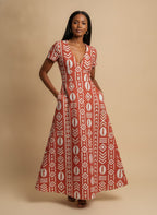 "Oshun Kijani" Short Sleeve Maxi Dress