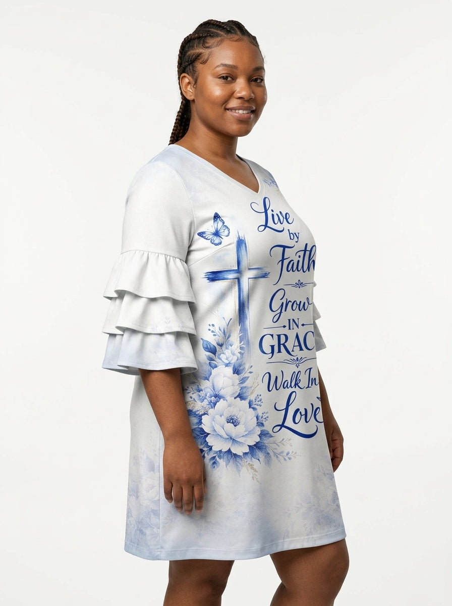 "Neema" Stacked Ruffle Sleeve Dress