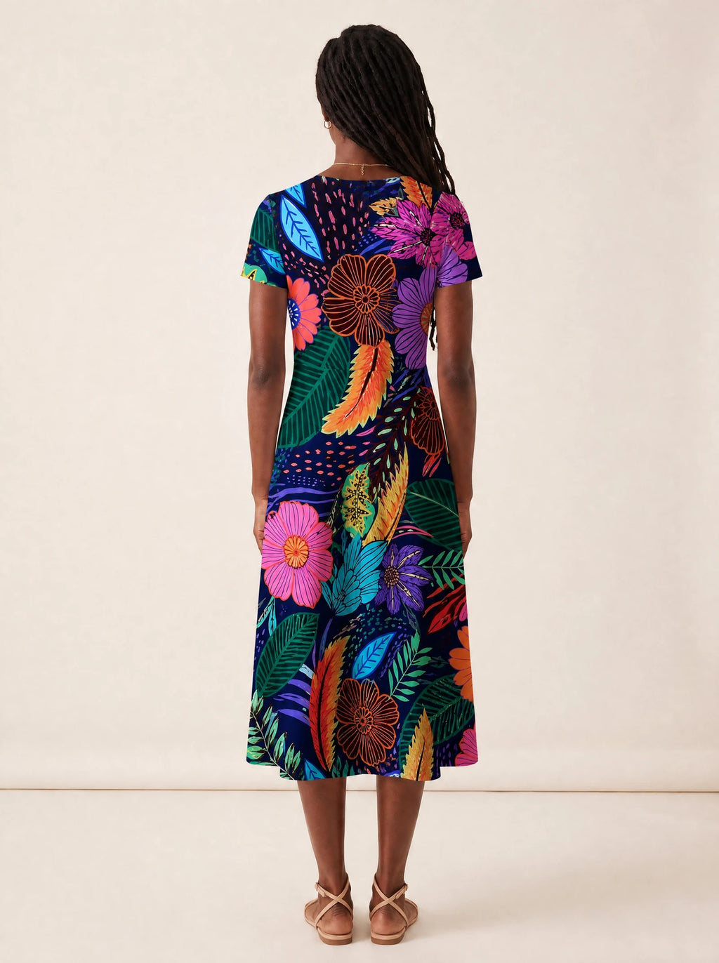 "Bustani" V Neck Midi Dress