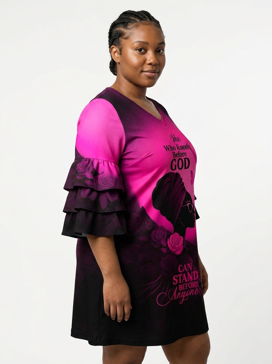 "Selah" Pink Stacked Ruffle Sleeve Dress