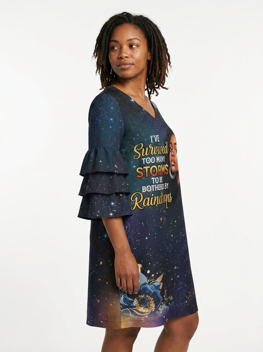 "Nyota" Stacked Ruffle Sleeve Dress